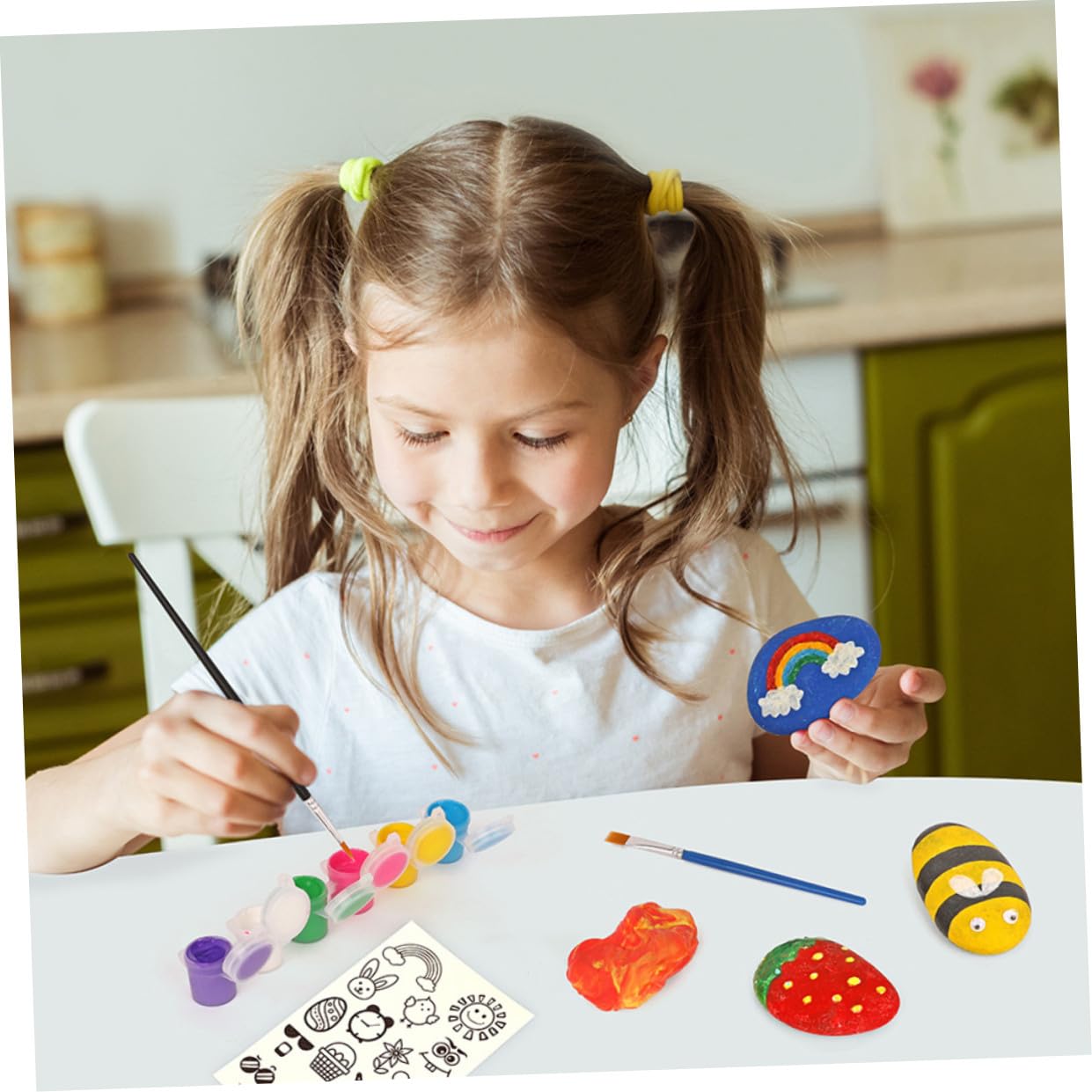 Steine Malset für Kinder 1 Satz Selbstgemacht zum Kreativen Bemalen