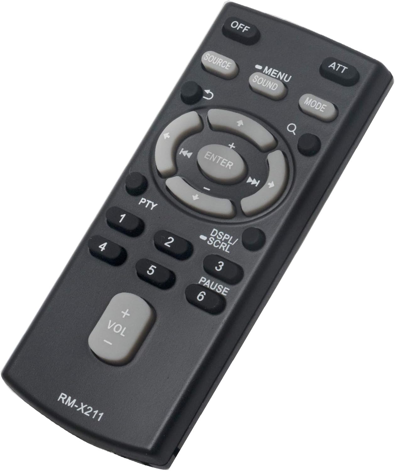 Angled view of the Vinabty RM-X211 remote control