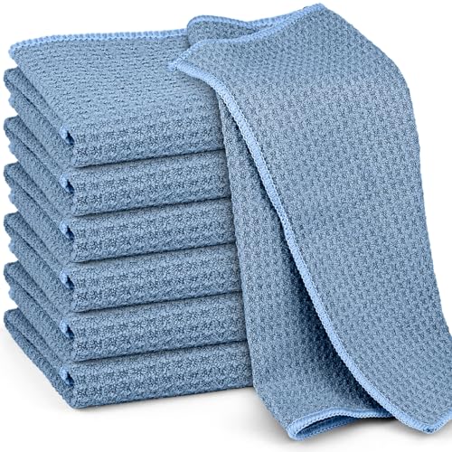 Ekedalen 6X Spültücher Spüllappen Waschbar, Barista Tücher Waffeltücher, Mikrofaser Abwaschlappen Küche, Putzlappen Bad Lappen zum Putzen, Microfasertücher 30x30cm, Blau