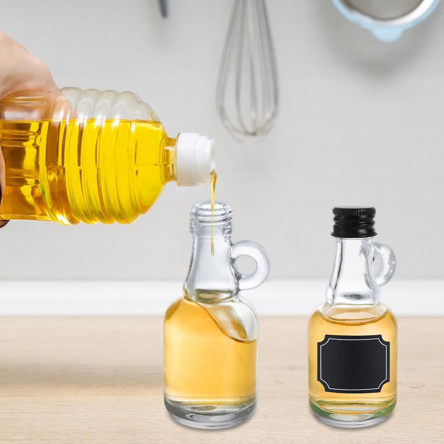 36 PCS Glass Syrup Bottles 1.7 oz Mini Empty Maple Syrup Bottles with Loop Handle, Reusable Clear Glass Maple Syrup Jar Containers, Small Glass Jars for Oil Storage Potion Juice Sauce Storage