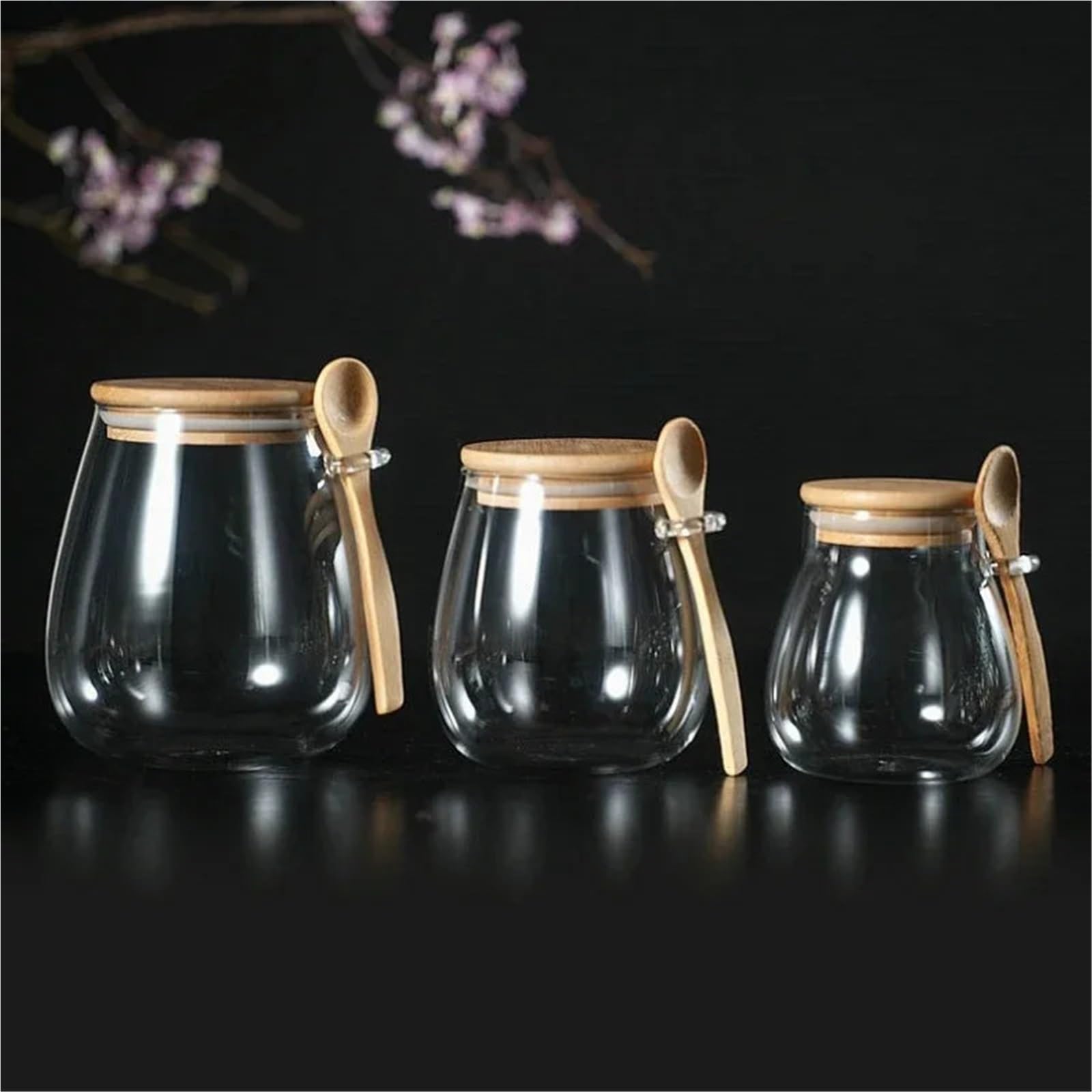 Tarrinas de cristal con tapa, Frascos de vidrio herméticos transparentes con tapas for almacenamiento alimentos, frutos secos, varios tamaños, 2 uds(600ml)