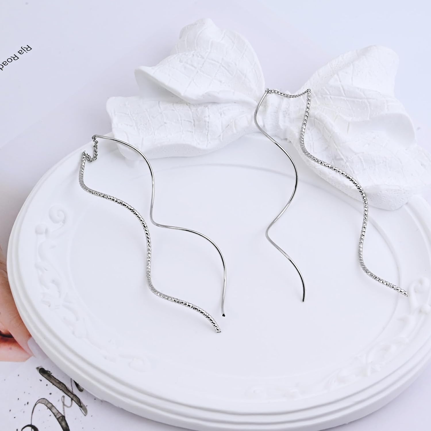 Spiral Threader Earrings Silver Gold and Rose gold Pull Through Dangle Drop Earrings for Women Handmade Minimalist Earrings - Image 5