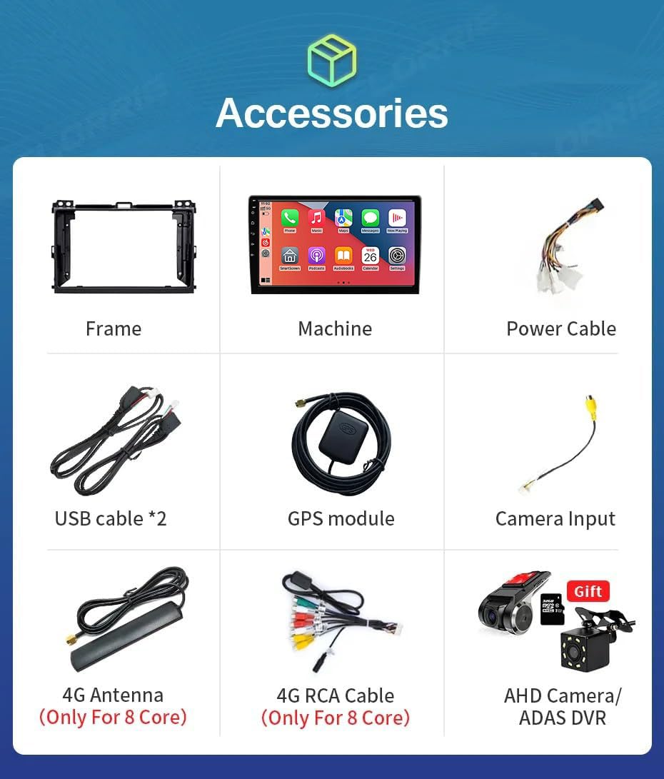 9" Android 12 2 Din Autoradio Bluetooth Main Libre avec pour Prado 120 2004-2009 Poste Radio Voiture Soutient USB FM AM Carplay HD Multi-Touch Écran,K1 4 Core WiFi 1G+16G