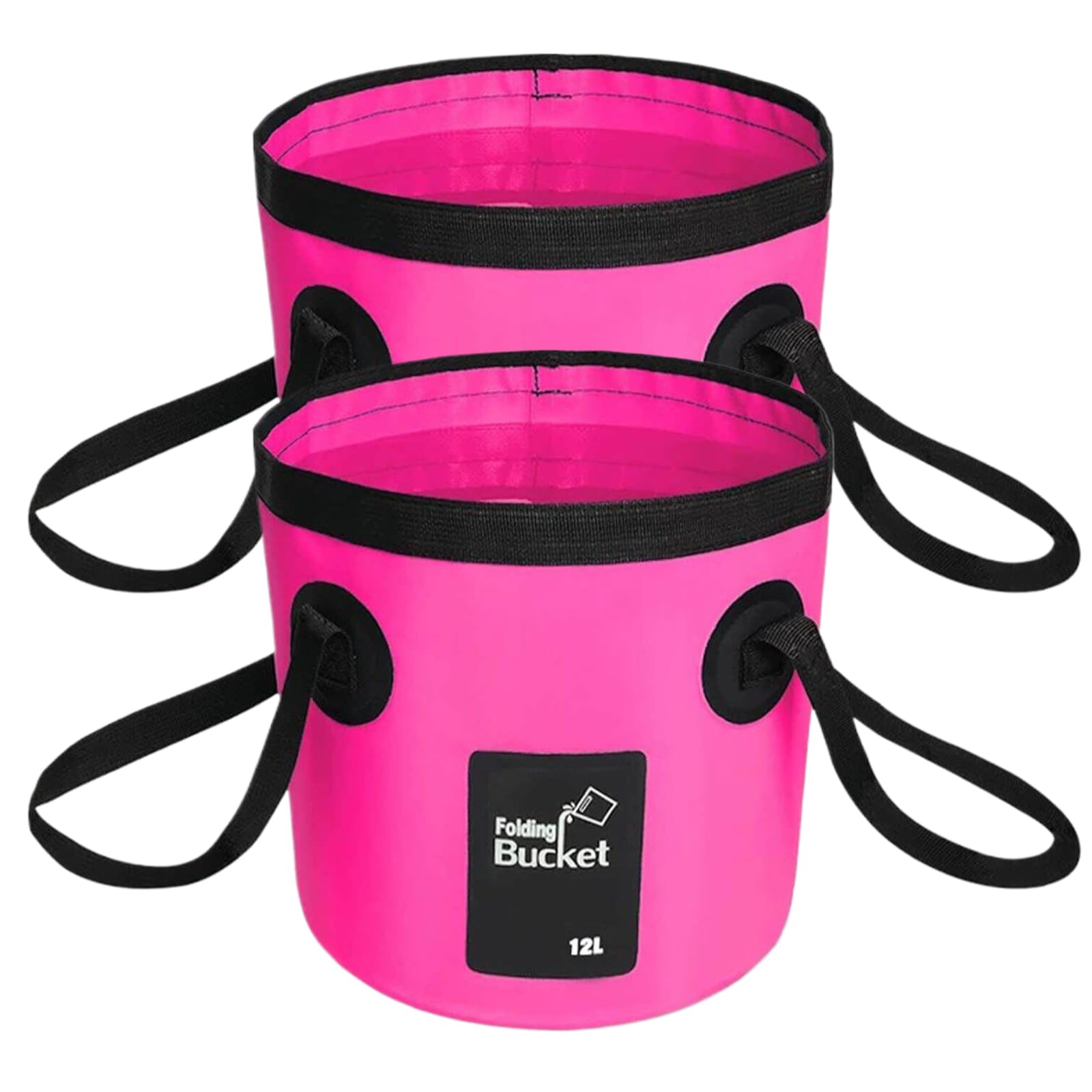 BANCHELLE Collapsible Bucket Water Container Portable Folding Camp Wash Basin for Outdoor Traveling Hiking Fishing Car Washing Gardening Camping 2 PCS (Pink, 12L)