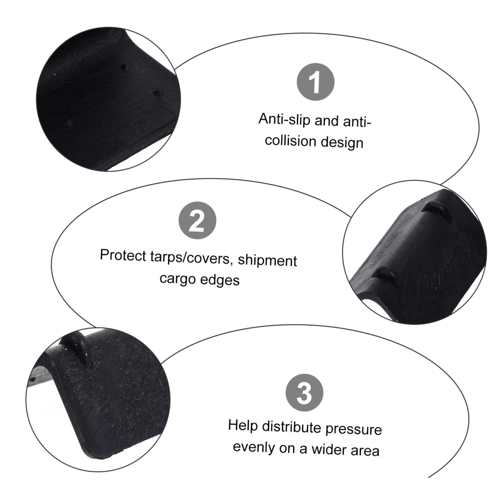 CVUTOVO Plastic Corner Guards 5.5X1.2X1.2 Inch Heavy Duty Edge Protectors for Cargo Strap and Pallet Load Protection Black 100 Pack - Image 4