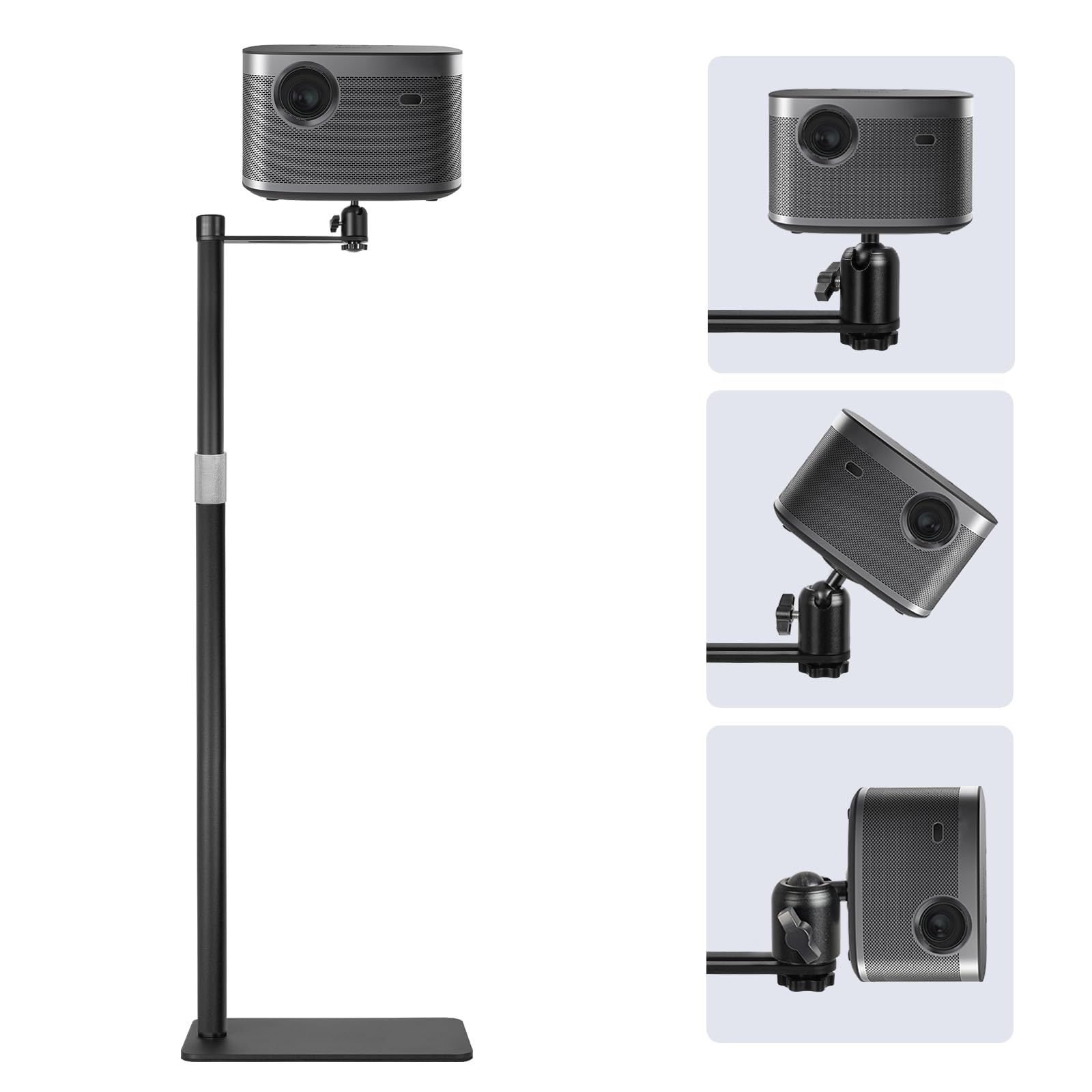 AKOZLIN Metall Projektorhalterung, 360° drehbare Projektorhalterung, höhenverstellbar, verdeckter L-förmiger Bodenständer (Sofa-Stand-Projector-N)
