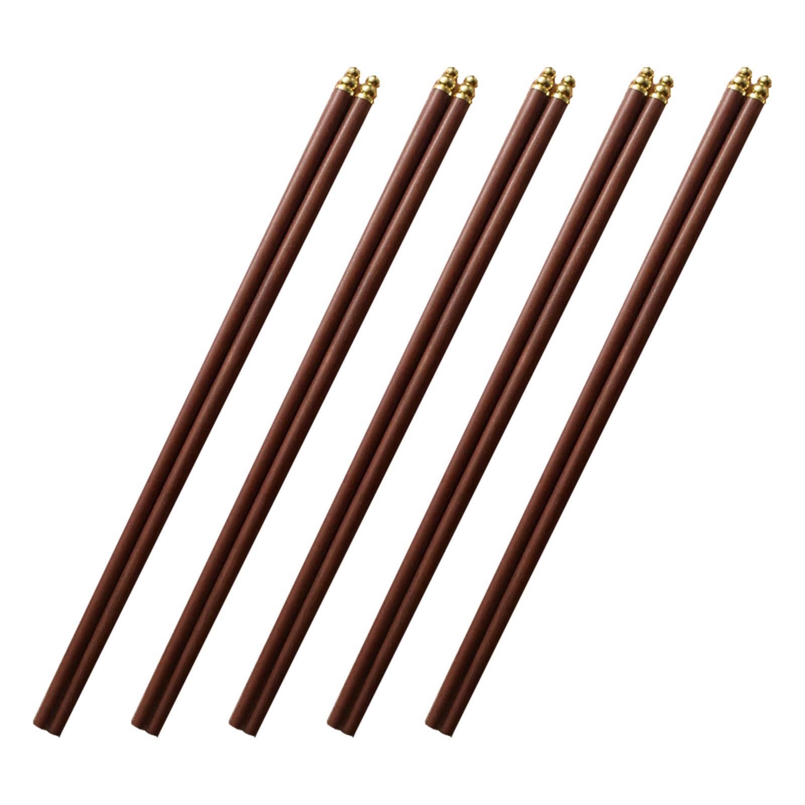 Buxuaaaa 5 Pair Wood Chopsticks Natural Wood Texture Earting Tool Easy to Clean Eating Chopsticks for Kitchen and Restaurant