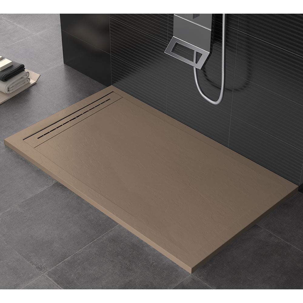 Receveur de douche 80x80 pierre Maier antidérapant couleur moka mat