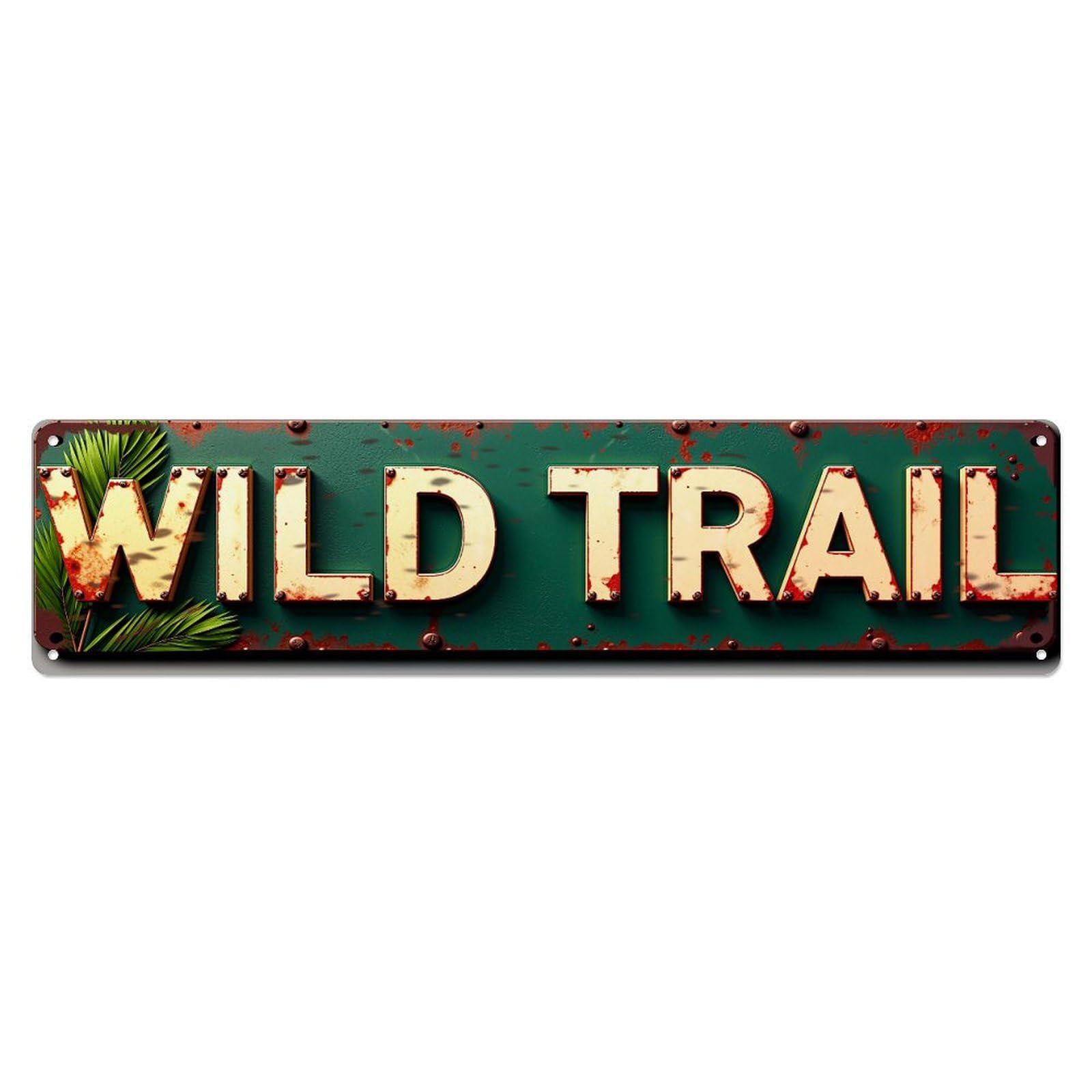 Wild Trail Sign Pattern Print Vintage Tin Sign Retro Metal Wall Decor Metal Poster, Home Bar Garage Farmhouse Cafe Wall Art Decoration 4x16Inch