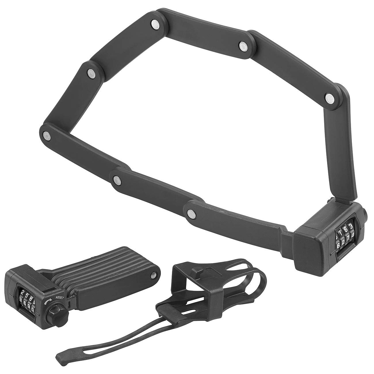 Semptec Urban Survival Technology lucchetto per bicicletta e moto: Lucchetto pieghevole, Codice numerico a 4 cifre, supporto (per bici a 4 cifre, combinazione numerica bicicletta)