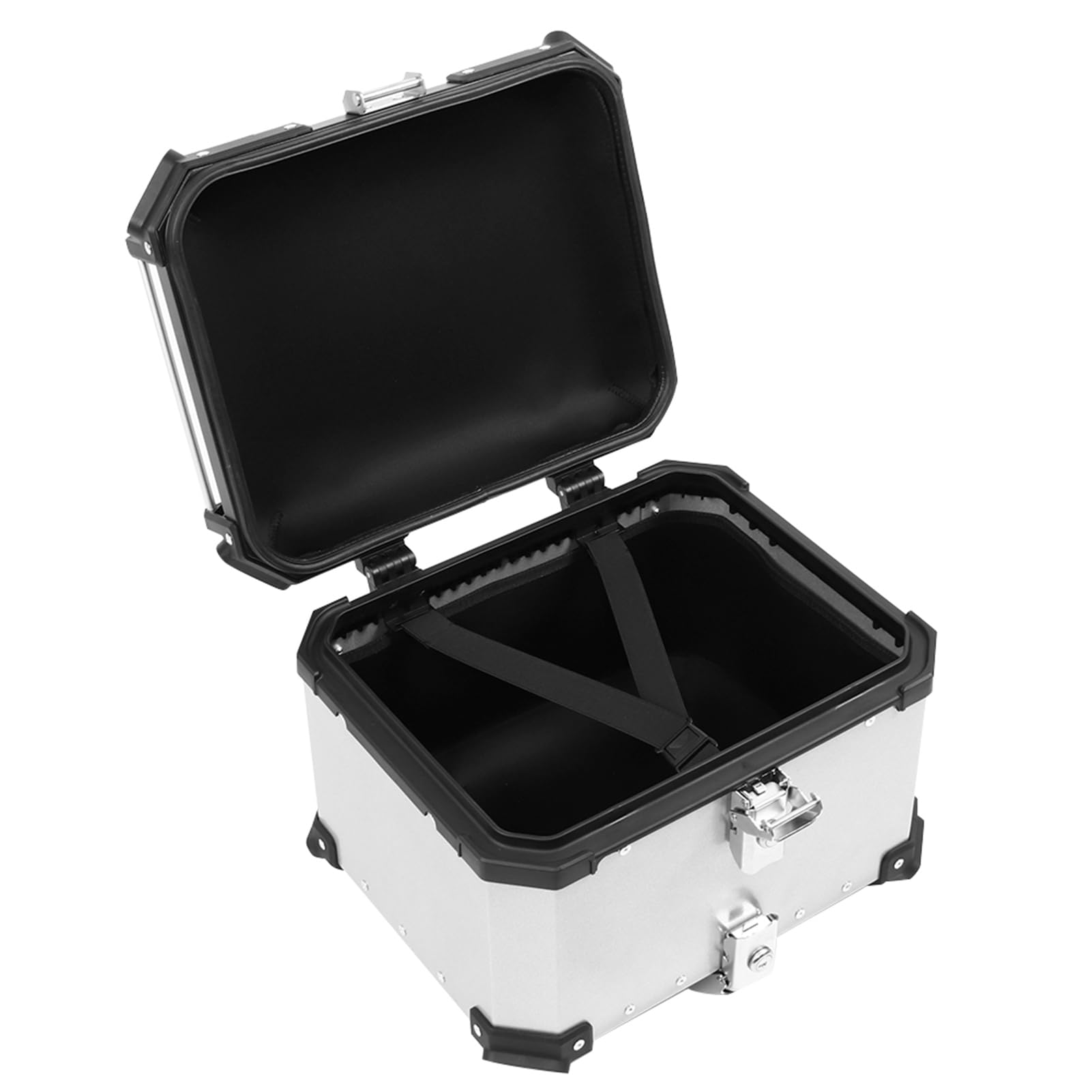 Bediffer Baúl de Aluminio para Motocicleta, Caja Trasera de 45L, Almacenamiento Aislado para, Excelente para Transporte de Equipaje, Fácil Instalación (Plata)