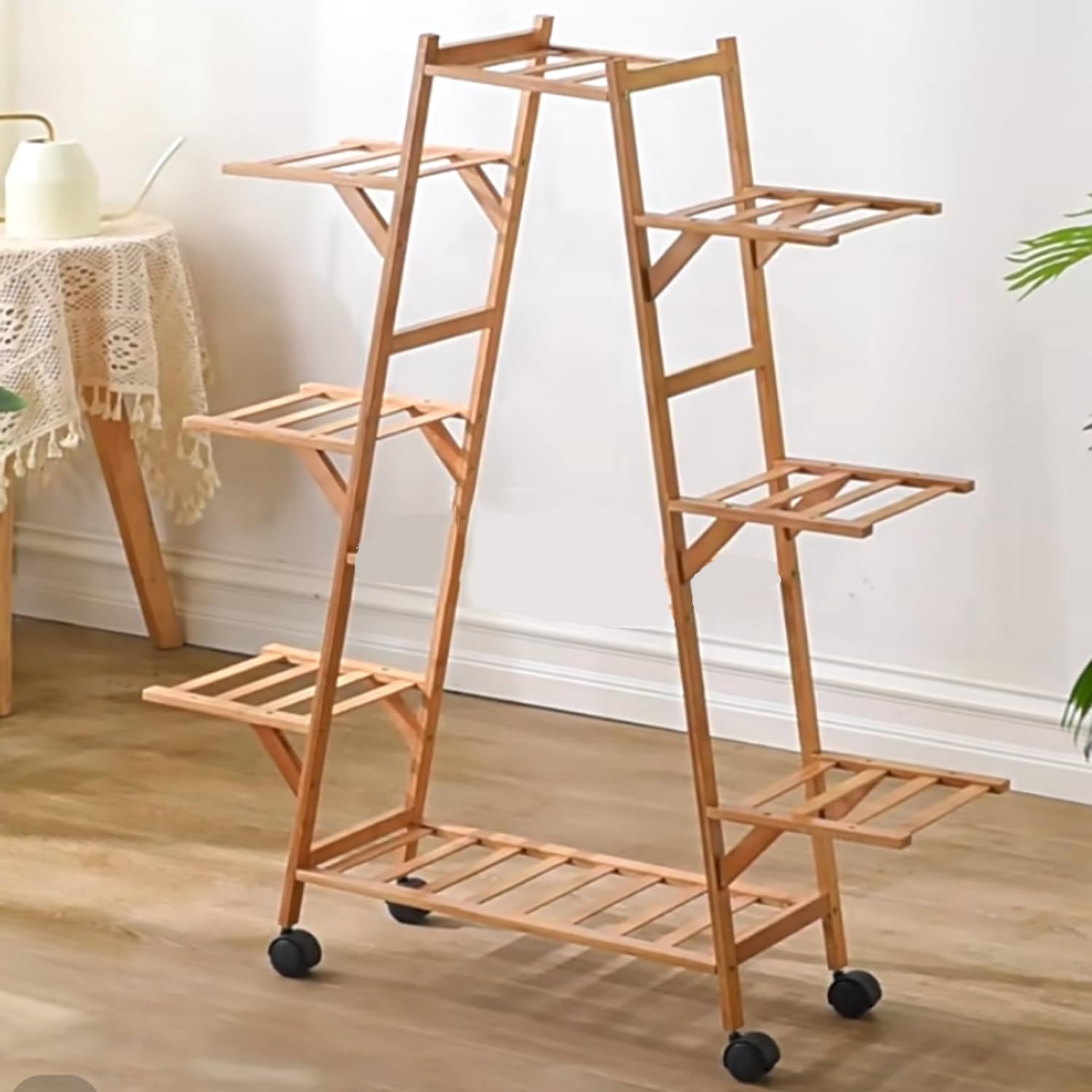 Support pour plantes grand support fleurs mobile bois extérieur intérieur pied