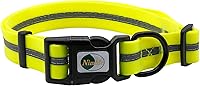 NIMBLE Waterproof Dog Collar Large Fluorescent Yellow - Anti-Odor Durable Adjustable Reflective Pet Collar 15.35”-24.8”