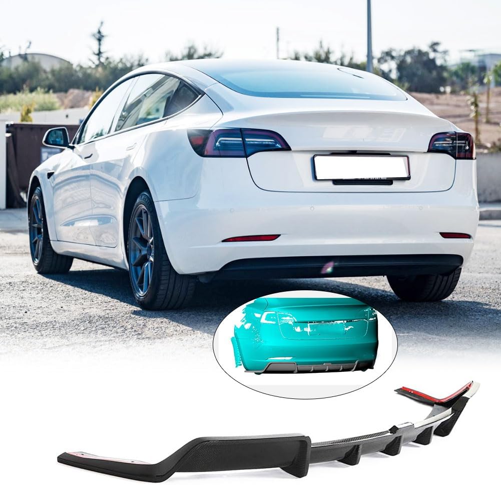 Real Carbon Fiber Rear Diffuser for Tesla Model 3 Sedan 2018-2023 Rear Lip Diffuser Protector Lower Bumper Lip Spoiler Body Kit Factory Outlet