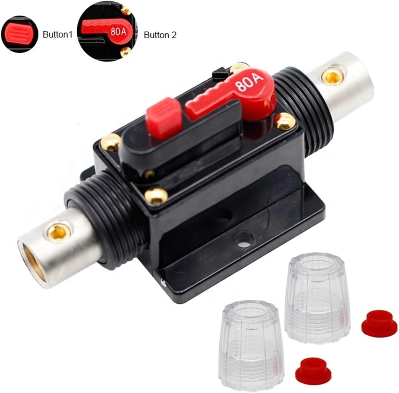 50A60A70A80A100A120A150A 12V Car Truck Audio Modification Stereo Amplifier Circuit Breaker Automatic Reset Fuse Holder Switch(OneColor)