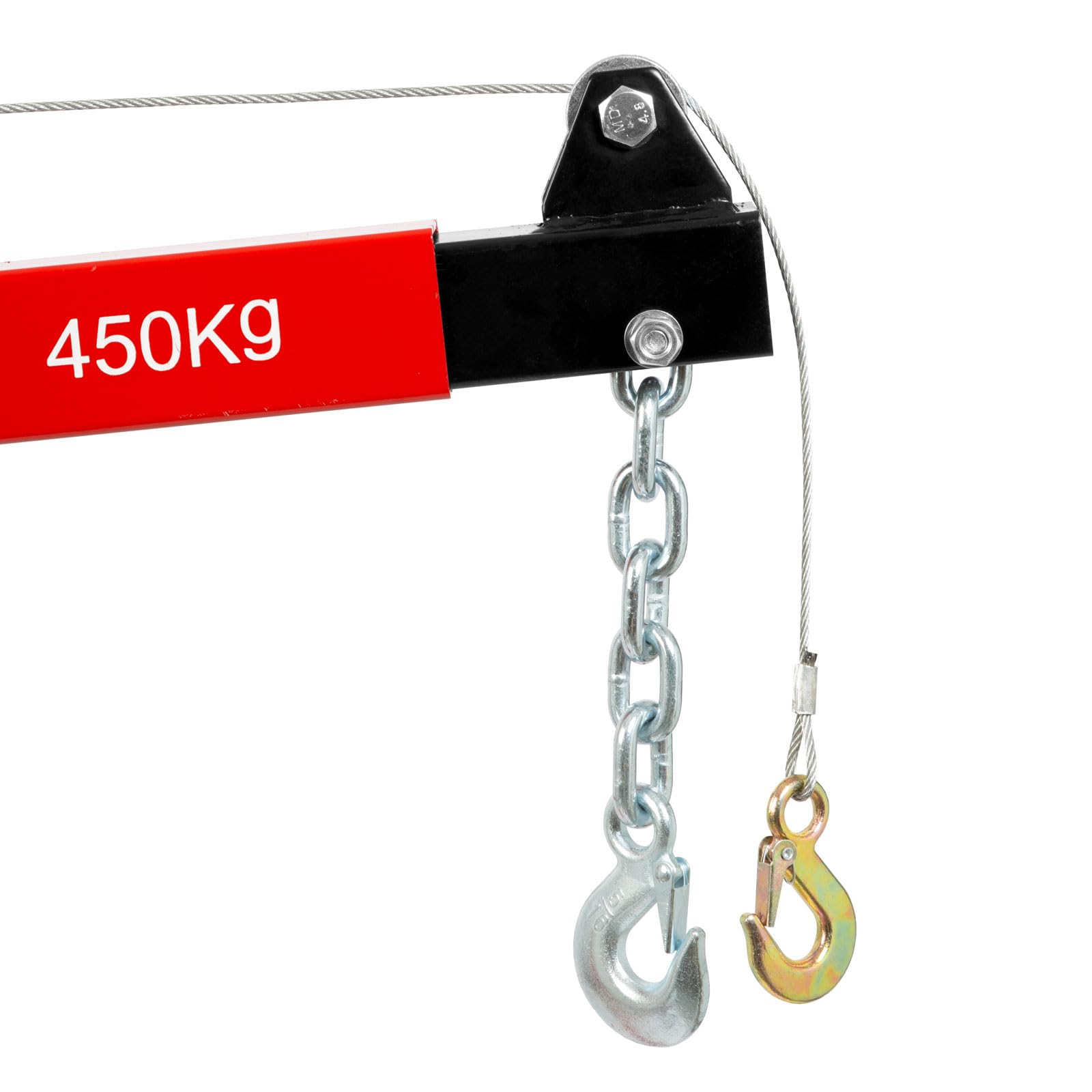 EBERTH Pick Up Kran, Ladekran mit 900 kg Traglast, Seilwinde, 360° Drehkranz, massiver Standfuß für Bodenmontage, Pickup Kran mit Lasthaken und Kette, klappbar, Anhänger Kran mit 1750mm Hubhöhe
