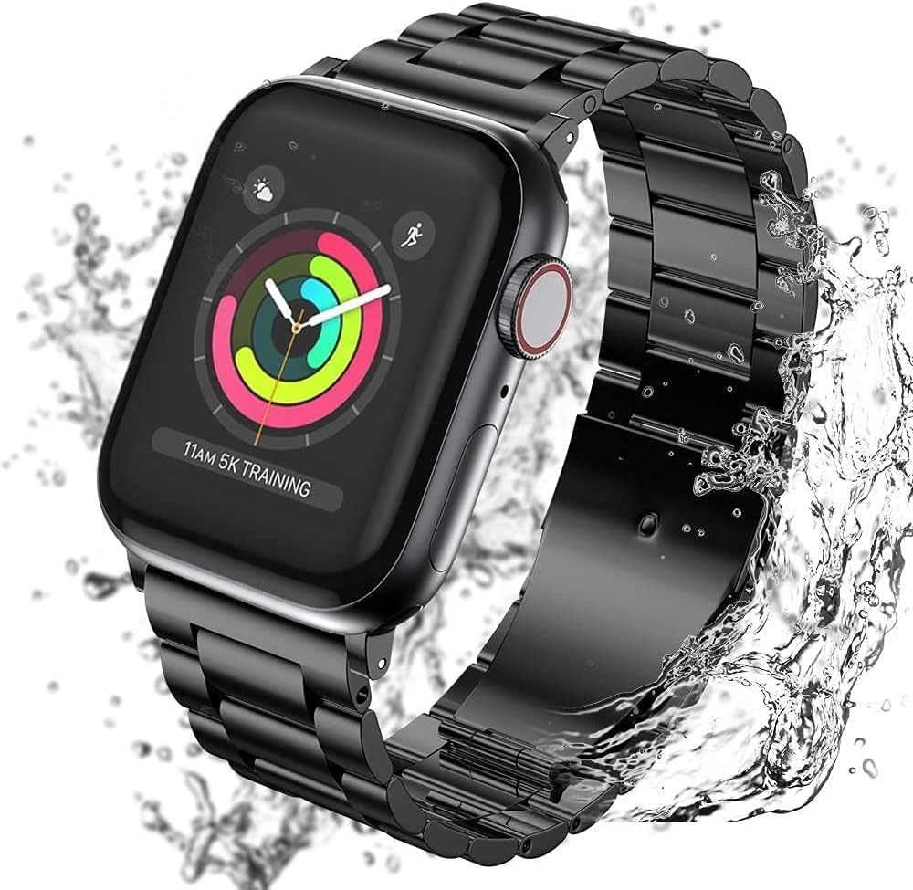 U191U Compatible Apple Watch Bands 49mm 46mm 45mm 44mm 42mm 41mm 40mm 38mm, Stainless Steel iWatch Band with Case for Apple Watch Ultra2 Ultra Series 10 9 8 7 6 5 4 3 2 1 SE SE2 (Black 40mm)