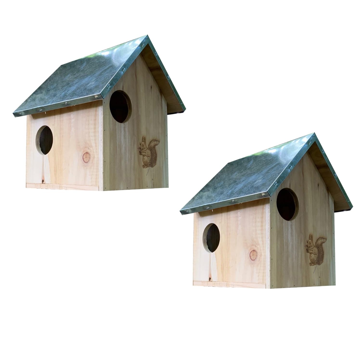 Selections Wooden Squirrel Nest Box Habitat With Metal Roof - Set of 2
