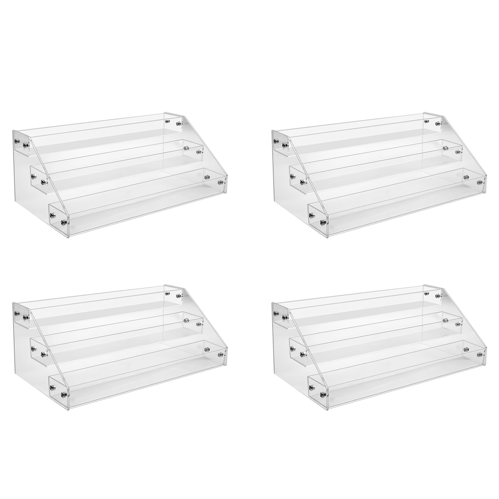 Vjsujehgy 4X 3 Tier Clear Acrylic CD Holder Cascading CD Storage Rack