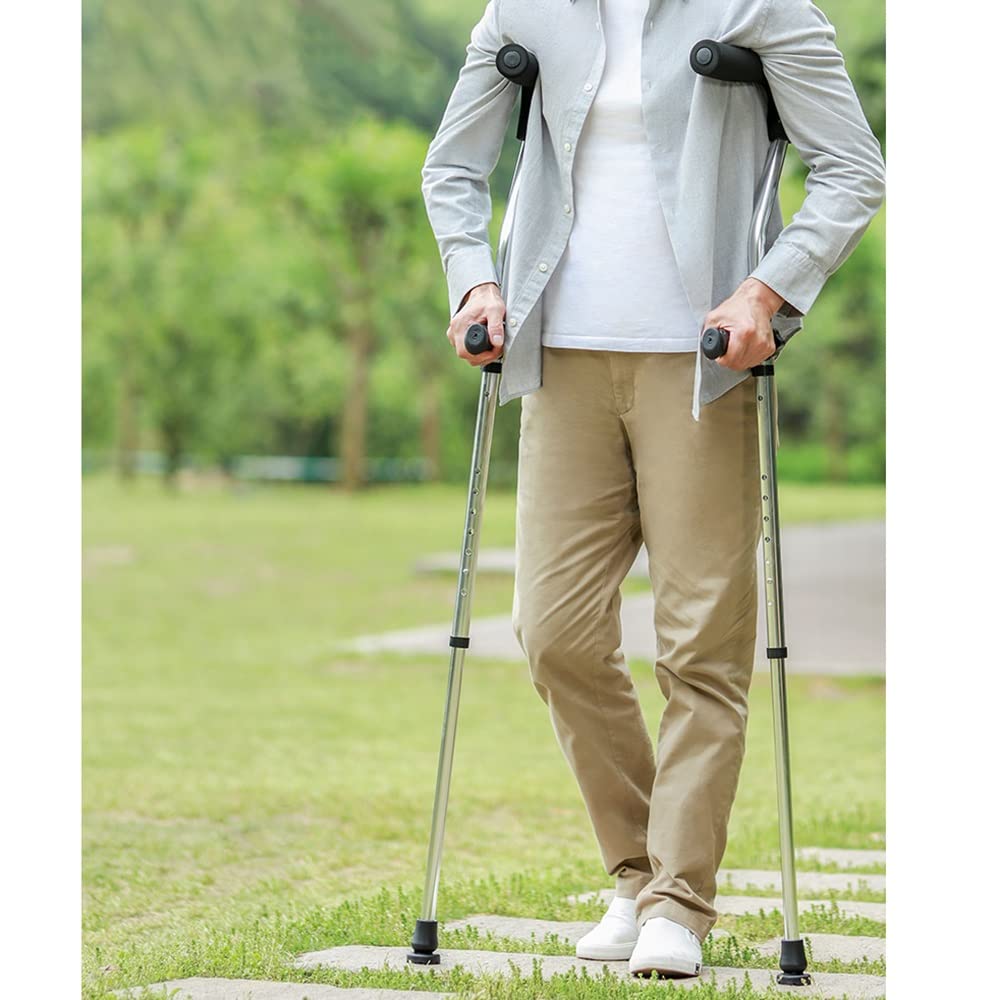 ZJIEX Stampella Ortopedica Regolabile in Altezza Stampelle Avambraccio Stampelle Antiscivolo per Adulti Artrite Anziani E Handicap (Size : A Pair)