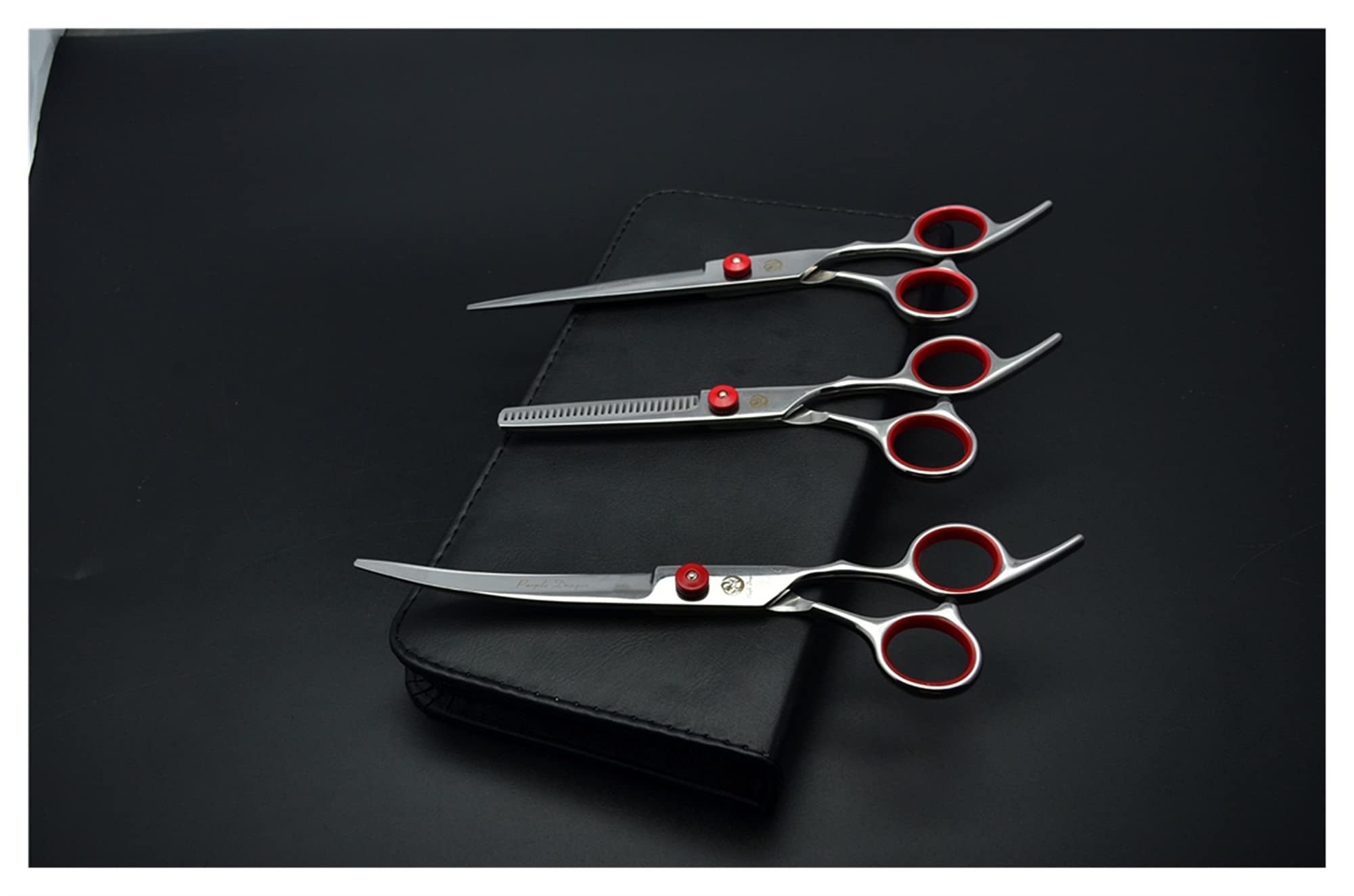 3pcs Set 7 pouces Ciseaux de coiffure Animaux Ciseaux Bent Up Curve + Coupe + Amincissement Cisailles Chiens Chats Animaux Cheveux Ciseaux Ciseaux Ciseaux Pet ( Color : Blue Screw One Set )
