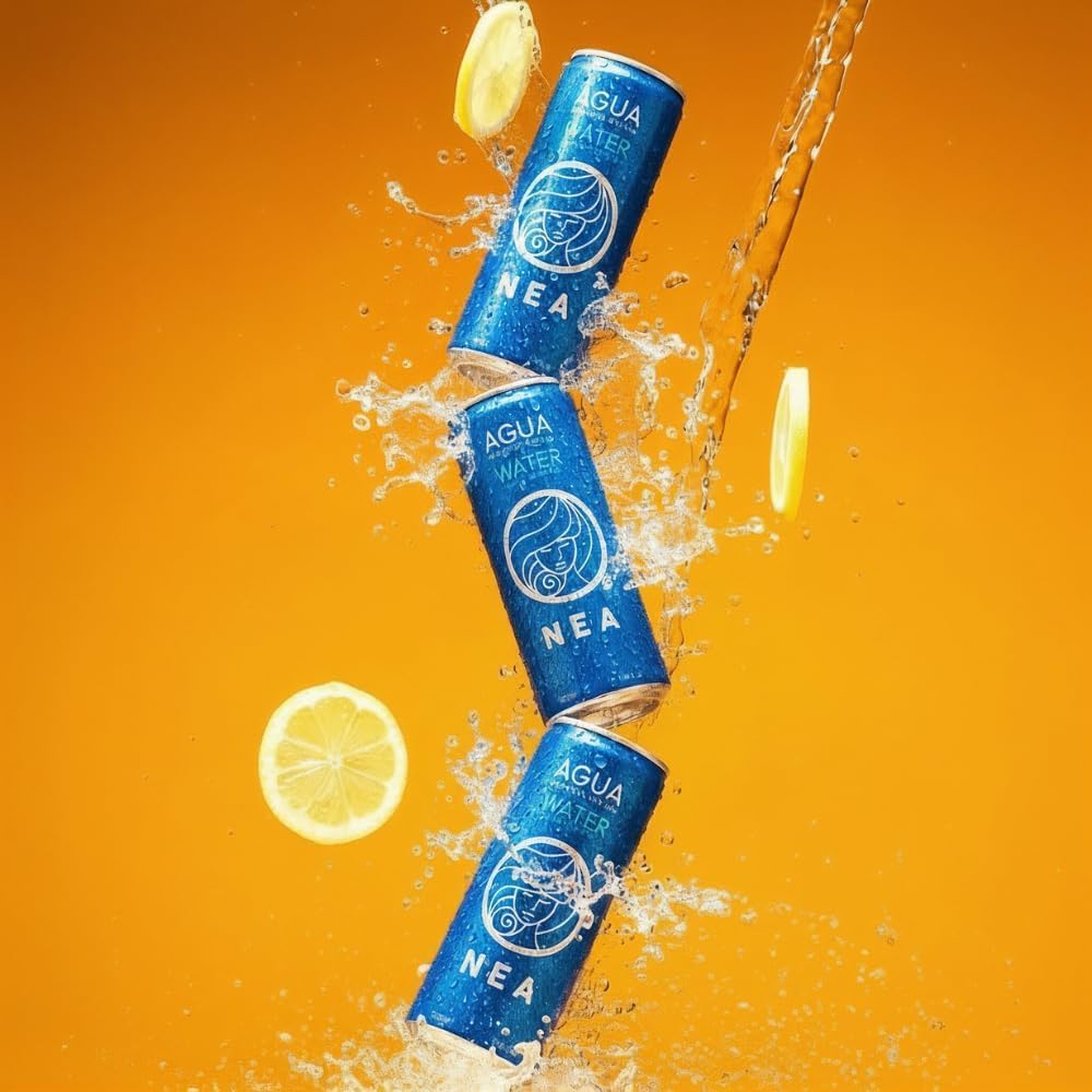 NEA Eau Pétillante en Canette Aluminium Recyclable - Pack 48 Canettes 33cl (2 Boîtes de 24) - Eau Minérale Gazeuse Source Alpine - Sans Plastique Sans BPA - Bulles Fines Familles Événements