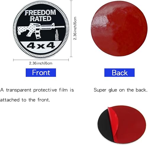 Miniatura 2 de 2 PCS Freedom Badge Rated Car Emblem, 4 x 4 Metal Automotive Badge, 3D Round Metal Car Badges Emblems, Car Badge Decals Stickers Compatible with