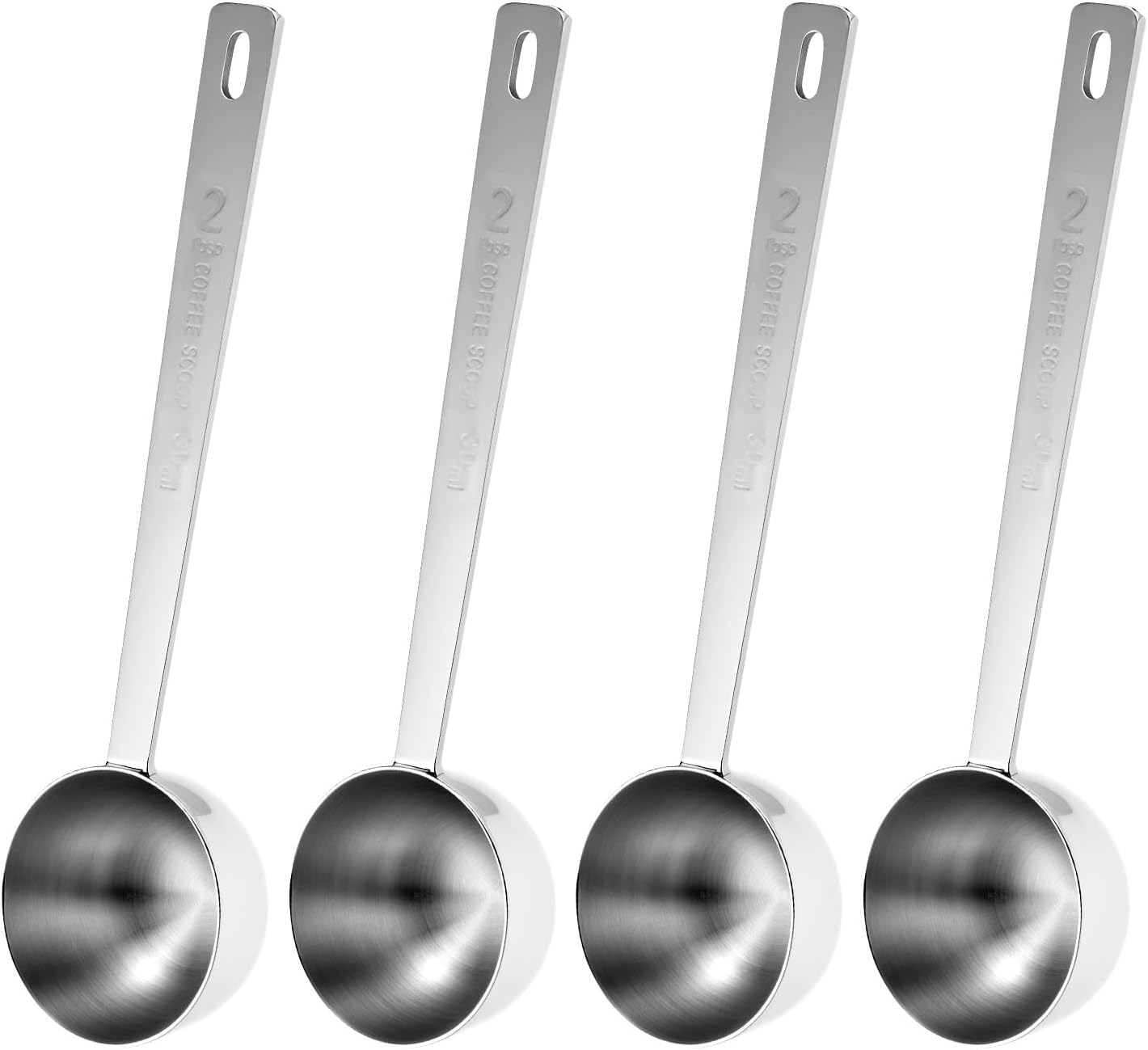 - 4-Pack 2 Tablespoon Scoops with Long Handle, 30ml 304 Stainless Steel Measuring Spoon for Coffee, Tea, Flour