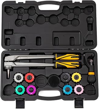 Z ZN100S All-in-One HVAC Pipe Expander Tool Kit, 11-Piece Set with 8 Color-Coded Heads, Tube Cutter & Reamer for Swaging 1/4 to 1-1/8 Copper Pipes