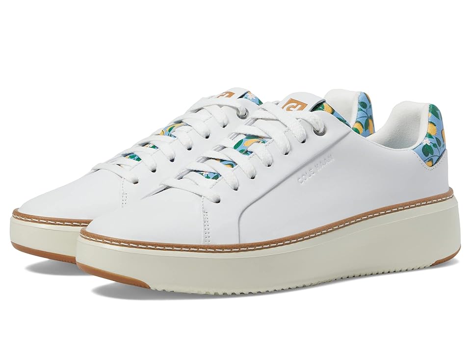 Cole Haan Grandpro Topspin Sneaker (Optic White/Azure Lemon Print) Women's Shoes INTERNATIONAL SHIPPING