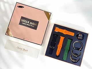 ساعة ذكية الالمانية MX 14 مراقبة الصحة واللياقة البدنية. مكالمة بلوتوث 4 اساور عصرية وتعمل دائما على مدار الساعة - لون اسود