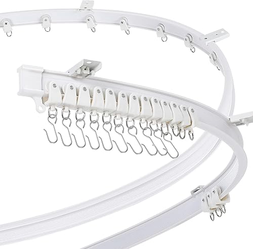 Miniatura 1 de Cortina de techo curvada para riel de cortina, litera, ventana, divisor de habitación, flexible y recto (32.8 pies32.8 ft, blanco)