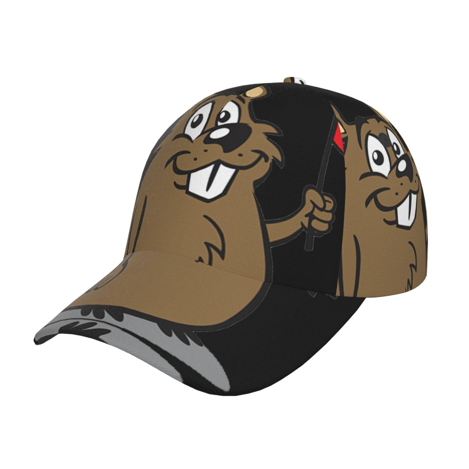 ERhoug Beaver Unisex Adjustable Baseball Cap, Cooling Breathable Trucker Hat for Outdoor Casual Sports Black