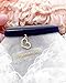 Mycocomimi Classic Navy Blue Velvet Skinny Choker Necklace with gold heart pendant, dainty handmade jewellery gift for her (Length: 40cm + 5cm chain)