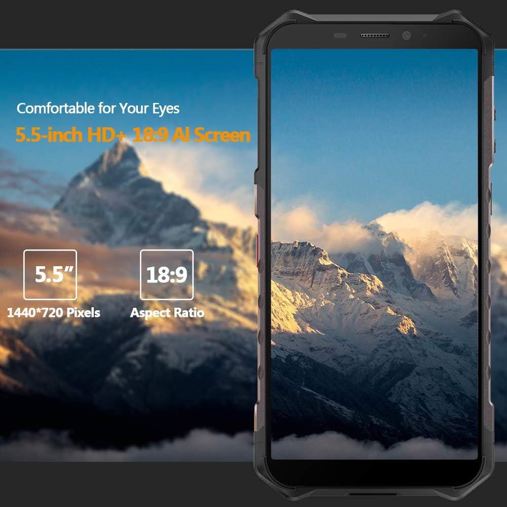 Ulefone Armor X9 Pro charging another phone via OTG cable, with a large '5000mAh' text overlay.