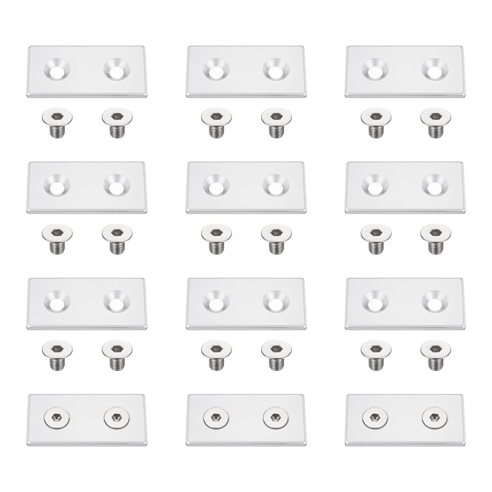sourcing map 12Pcs Profile End Cap, Zinc Alloy 4080 Series EU Standard T-Slot Aluminum Extrusion End Cap Bracket with Screws for Storage Rack, Silver