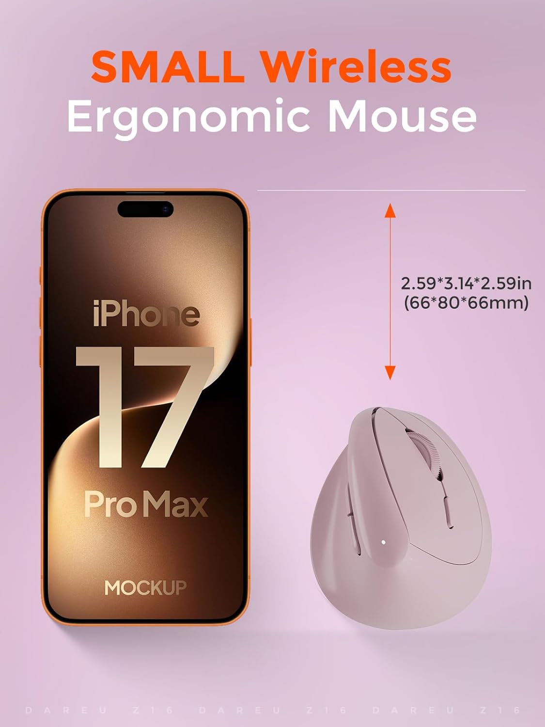 DAREU Ergonomic Vertical Wireless Mouse for Small Hands,2.4GHz / BT Dual Mode,Optical Vertical Mice with 64° Ergonomic Design,Type-C Rechargeable Silent Click,3 Device Connectivity for PC/Laptop