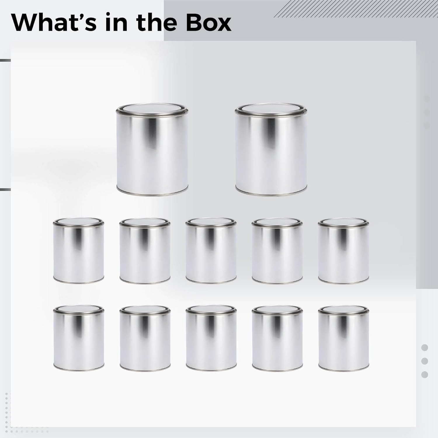 Metal Paint Storage Containers with Lids, 12 X 16.9 Oz Silver Paint Cans, 3.7 X 3.3 in Paint Bucket, for Paint, Coatings, Adhesives and Samples