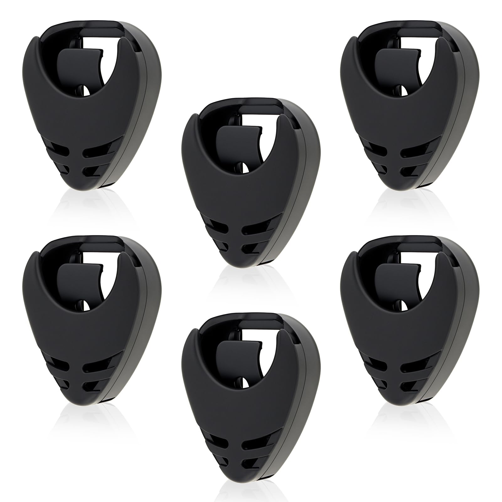 Wanheart 6Pack Guitar Pick Holder Stick-On Plastic Guitar Pick Case with Adhesive Back and Spring,Easy to Paste on the Guitar for Electric, Acoustic Guitar, Bass, Ukulele. (Black)