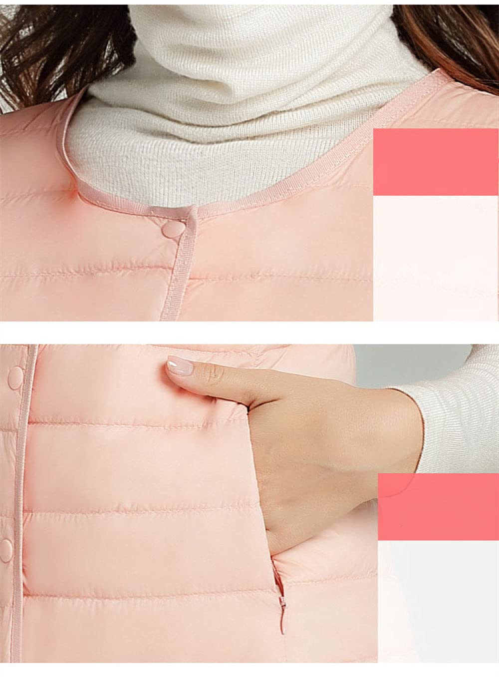 Doudoune sans Manche Femme, Doudoune Femme Marron Slim Mi-Longue Léger Matelassé sans Manches Bouton Bouffant Gilet Rembourré Bodywarmer Manteau pour l'hiver Quotidien Sports De Plein Air