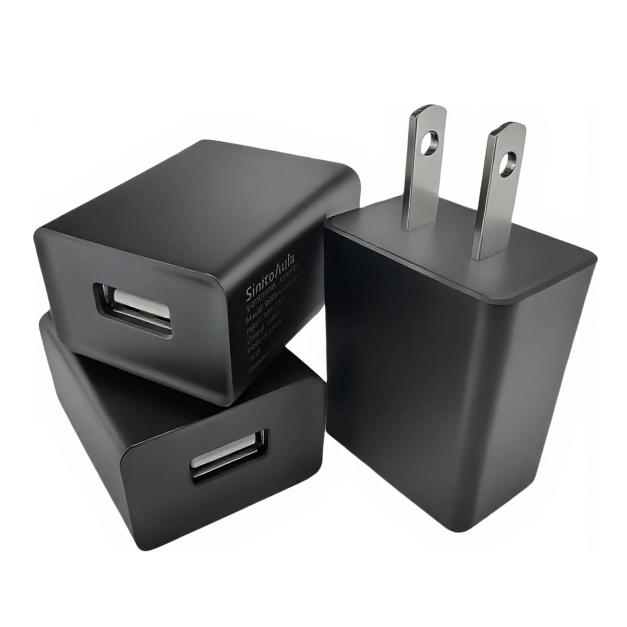 Blocco caricabatterie USB 5 V 1 A per presa a muro (certificato UL, nero, 3 pezzi), adattatore di alimentazione da 5 W per telefoni cellulari, tablet, auricolari, power bank, dispositivi