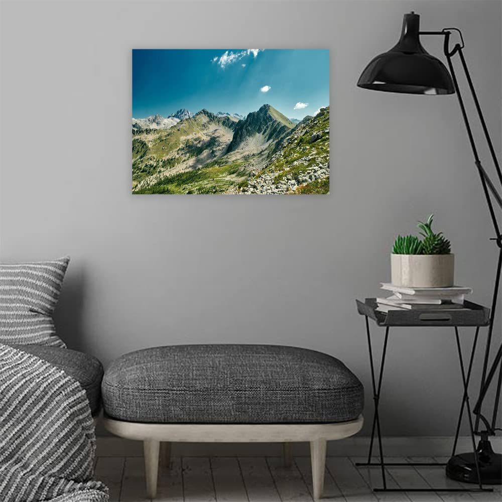 VERRE ART Wood Framed Canvas - Wall Decor for Living Room, Bedroom, Office, Hotels, Drawing Room (22in X14in) - Mountains Ridge Sky Scenery View Photograph