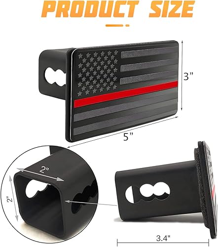 Miniatura 8 de Cubierta de enganche de remolque de metal con bandera estadounidense, tapón antipolvo patriótico de Estados Unidos, protector de emblema de bandera