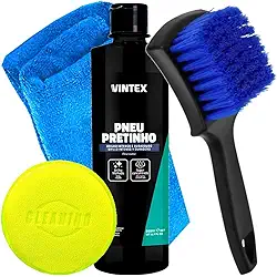 Kit Pneu Pretinho 500ml Vintex Escova Limpa Pneus e Carpete e Acessórios Para Estética Automotiva Karbox