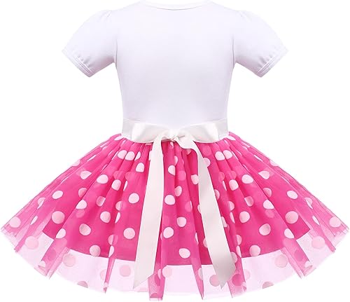 Miniatura 2 de IMEKIS Traje de cumpleaños para niñas bebés, vestido de lunares, diadema para Halloween, cosplay, sesión de fotos, 1-6T