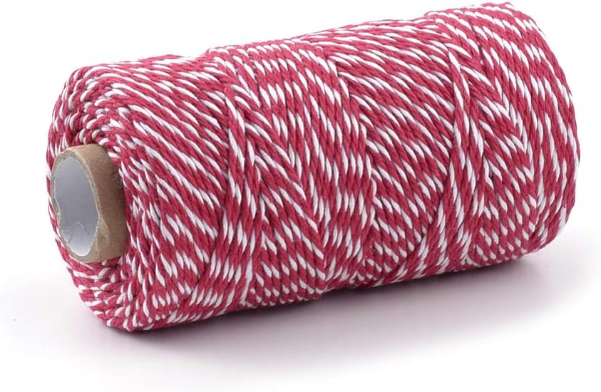 Pandahall 100 Yardsx10 Roll Cotton Baker Twine Red and White Craft String Gift Rope for DIY Artswork Gift Wrapping Photo Display Emellishment
