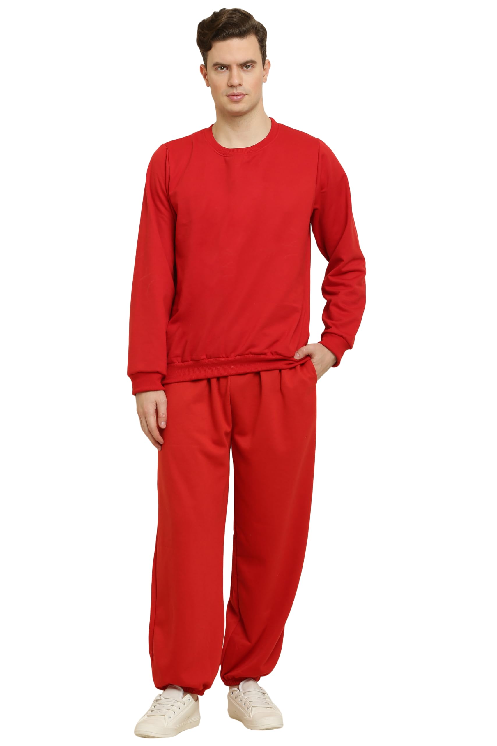 Elegance Men's Fleece Long Sleeve Round Neck Sweatshirt & Lower Winter Nightwear Pajama and Upper Set Tracksuit || Small - 10XL ||-image-38