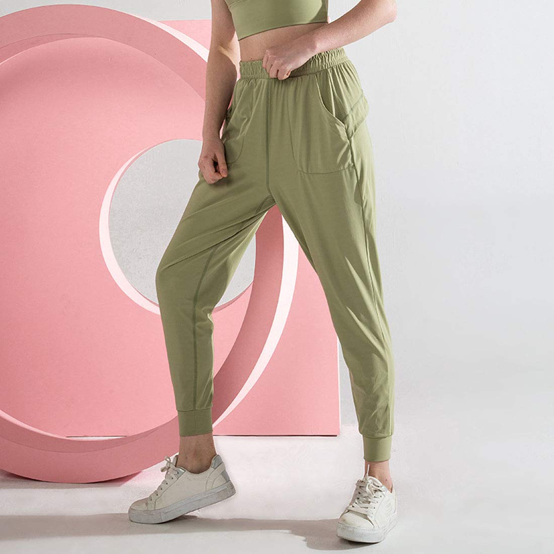 Moda Mallas Pantalones Deportivos Leggings Mujer, Pantalones De Yoga con Bolsillos, Pantalones De Chándal para Mujer, Ocio Transpirable Suelto, Pantalones De Pierna Cerrada Elegante