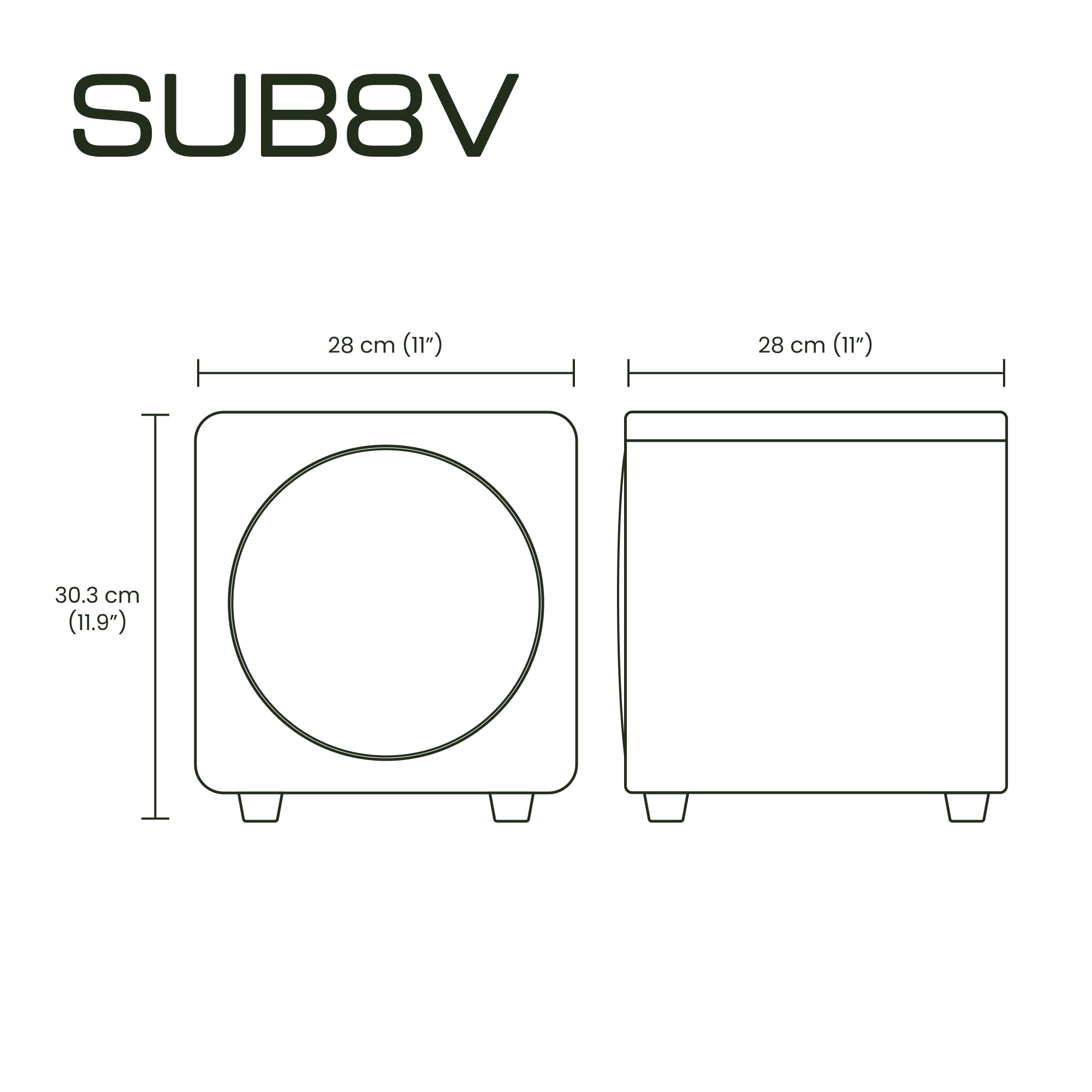 Kanto SUB8 8-inch Sealed Powered Subwoofer (Matte Black)
