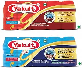 Yakul't Probiotic Drink Original & Light Fat-Free Probiotic Combo | Probiotic Fermented Milk | Pack of 2 (Total 10 Bottles, 65ml each)